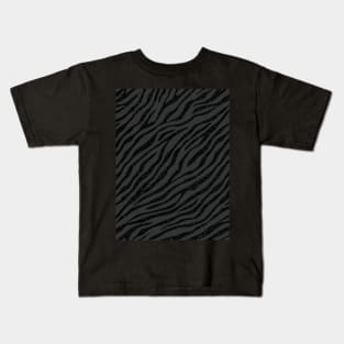 Savage Distressed Black and Dark Grey Tiger Pattern Animal Print Wild Safari Kids T-Shirt